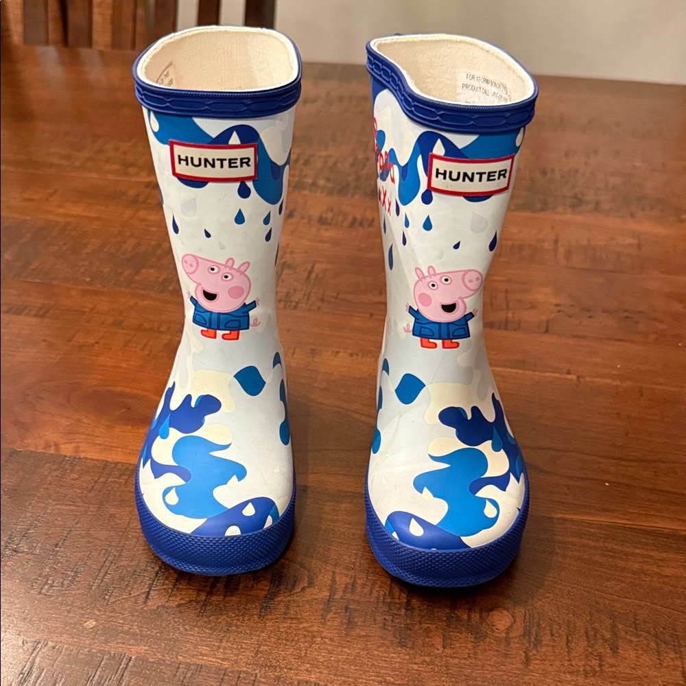 Hunter Kids' Blue and White Peppa Pig Rain Boots